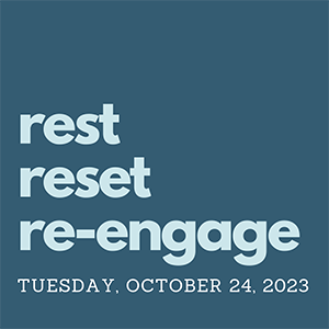 Logo for the Rest, Reset, and Re-Engage symposium.